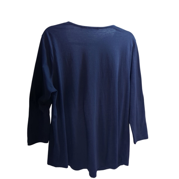 Soft Surroundings Navy Boho 100% Cotton Tassel Zip Top Sz Large - Picture 3 of 5